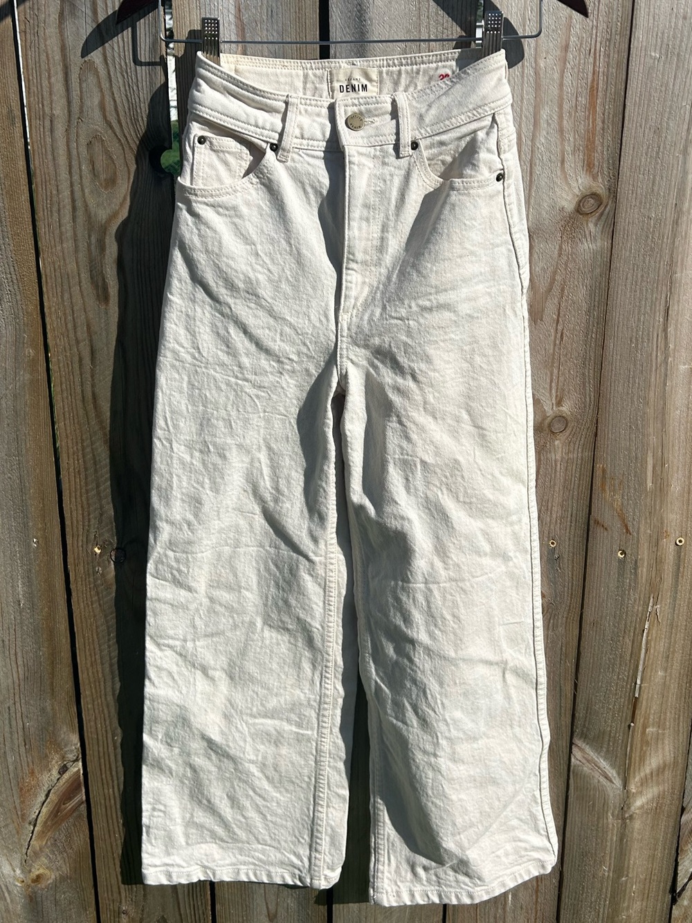 Sezane Denim Wide-Leg Cream Ankle Jeans Size 32